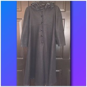 Kate Mack Dress Coat with Silk Rosette Collar